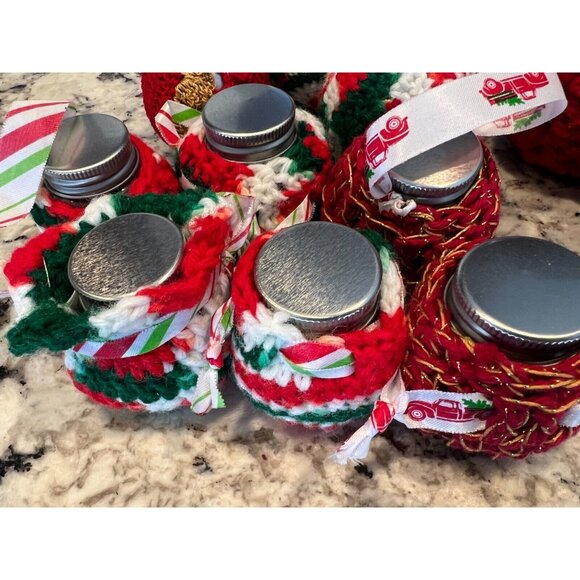 Hand Knit Crochet Christmas Holiday Ornament Lot Of 13 Balls Vintage Red Decor‎ - Picture 12 of 12